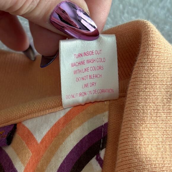 Y2K Heatherette Unicorn Polo Shirt Small Peach Orange Short Sleeve Distressed - Picture 10 of 10